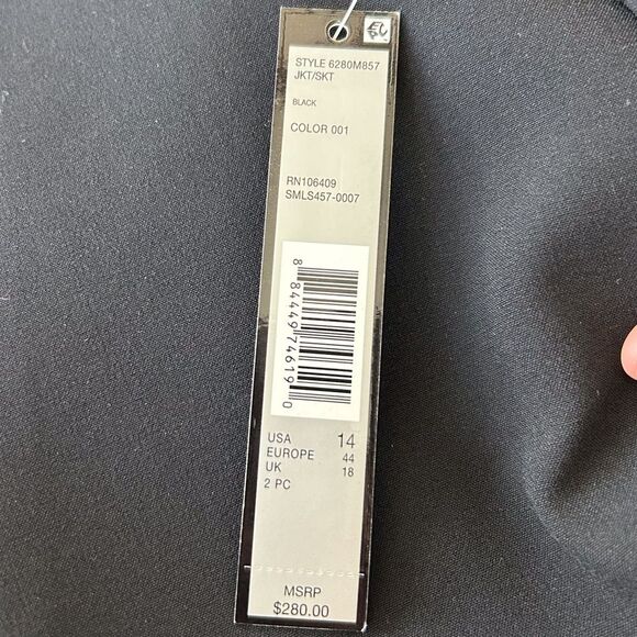 Tahari ASL Women’s Inverted Notch Collar Black Flounce Skirt Suit Size 14 - Picture 12 of 14